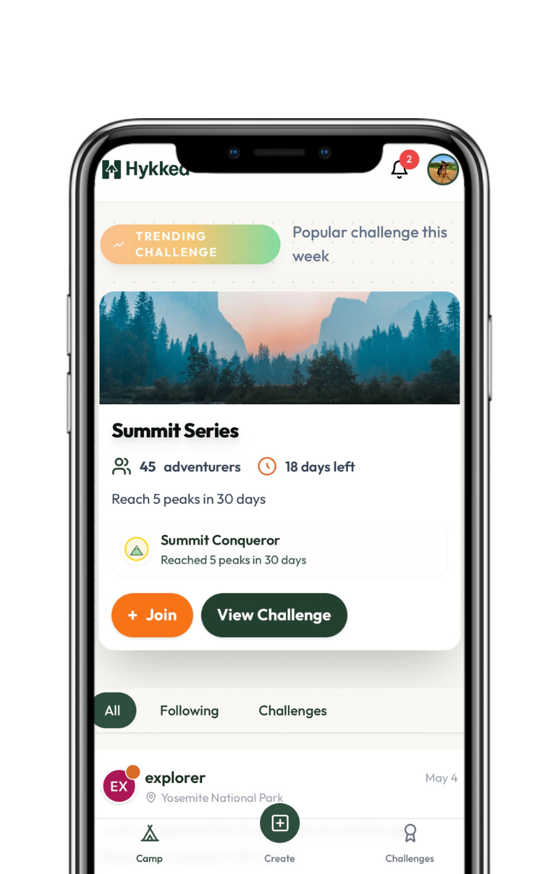 Hykked app showing trending challenges